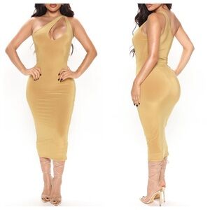 💛 Gold Midi Dress Sz Small
